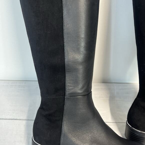 Alfani Step Flex Ludlowe Black Leather Stretch Knee High Riding Boots Size 5.5 M - Picture 3 of 13